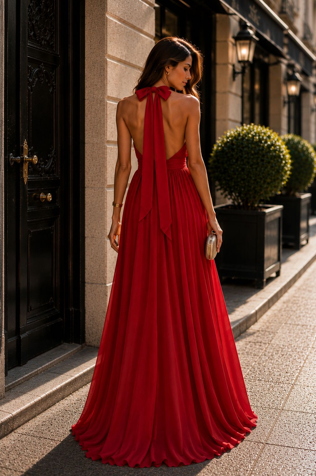 Γυναικείο Maxi Φόρεμα Halter με Ανοιχτή Πλάτη & Ζώνη – Κόκκινο | Dress Up Κόκκινο