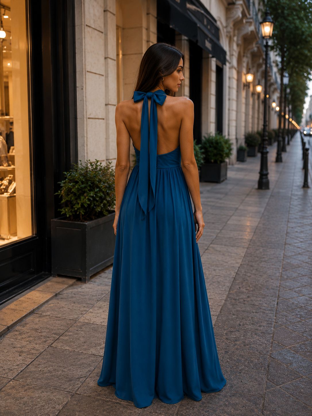 Γυναικείο Maxi Φόρεμα Halter με Ανοιχτή Πλάτη & Ζώνη – Πετρόλ | Dress Up Πετρόλ